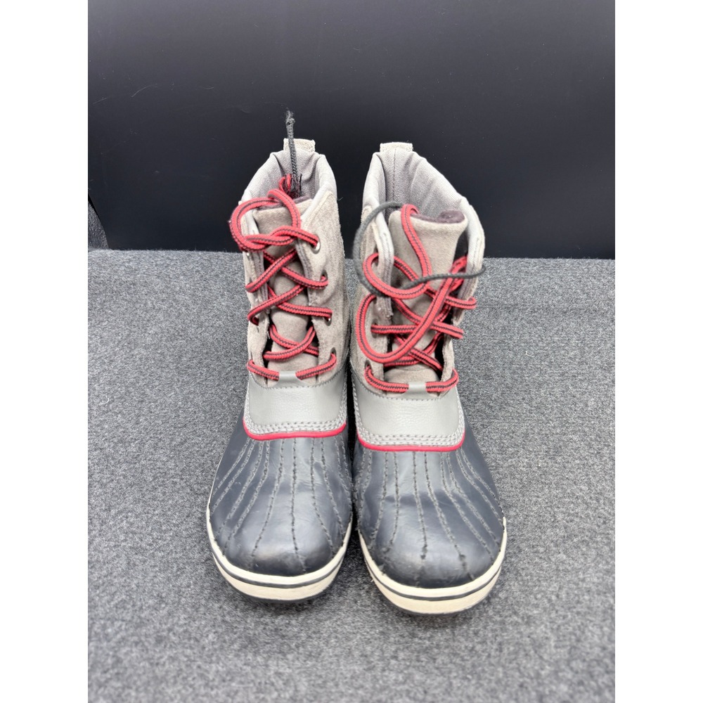 Sorel Waterproof Duck Boots Gray Black Red Suede Rubber Lace Up Winter Boots